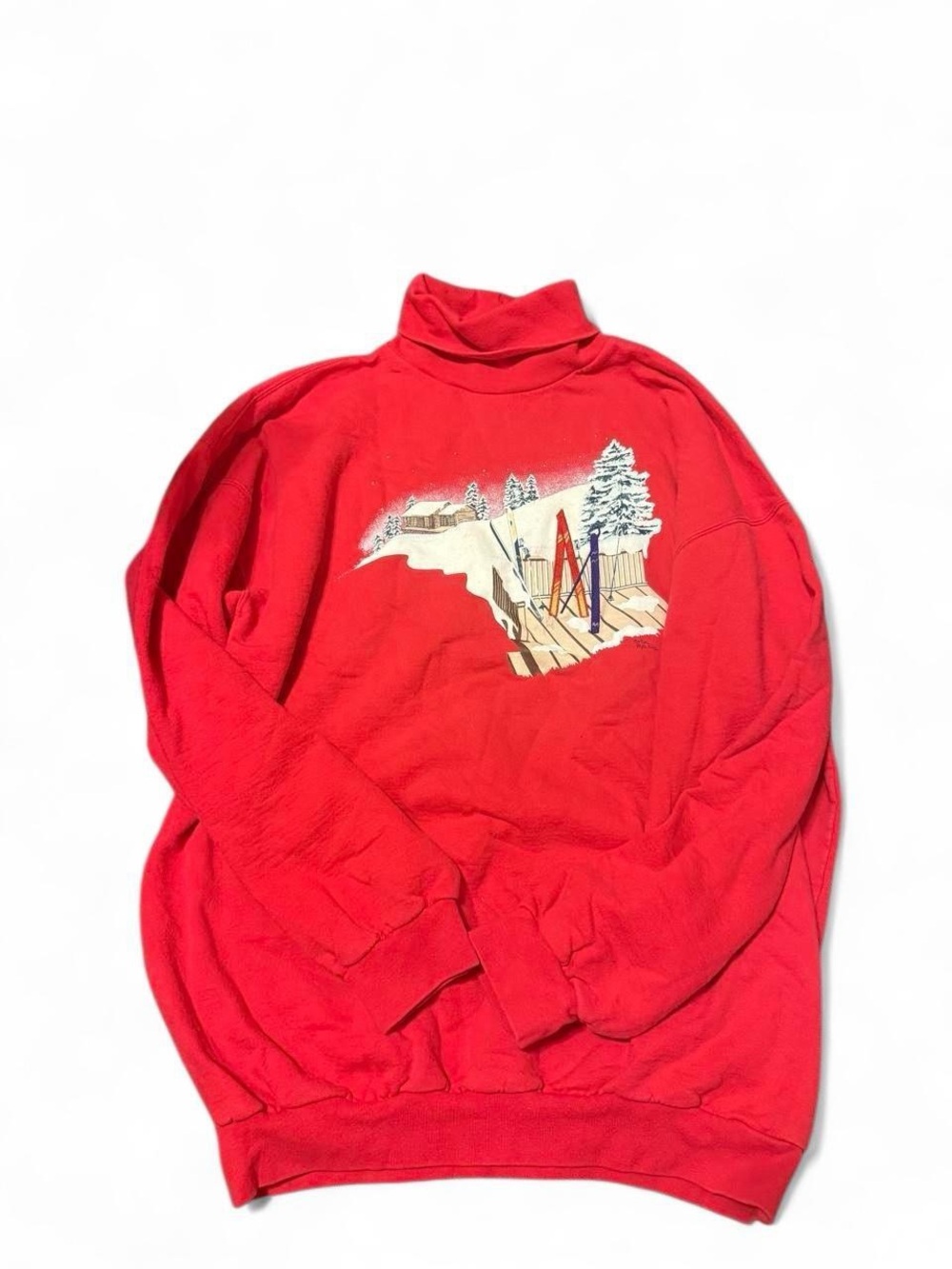 Vintage Red Northern Reflections Winter Ski Resort Turtleneck